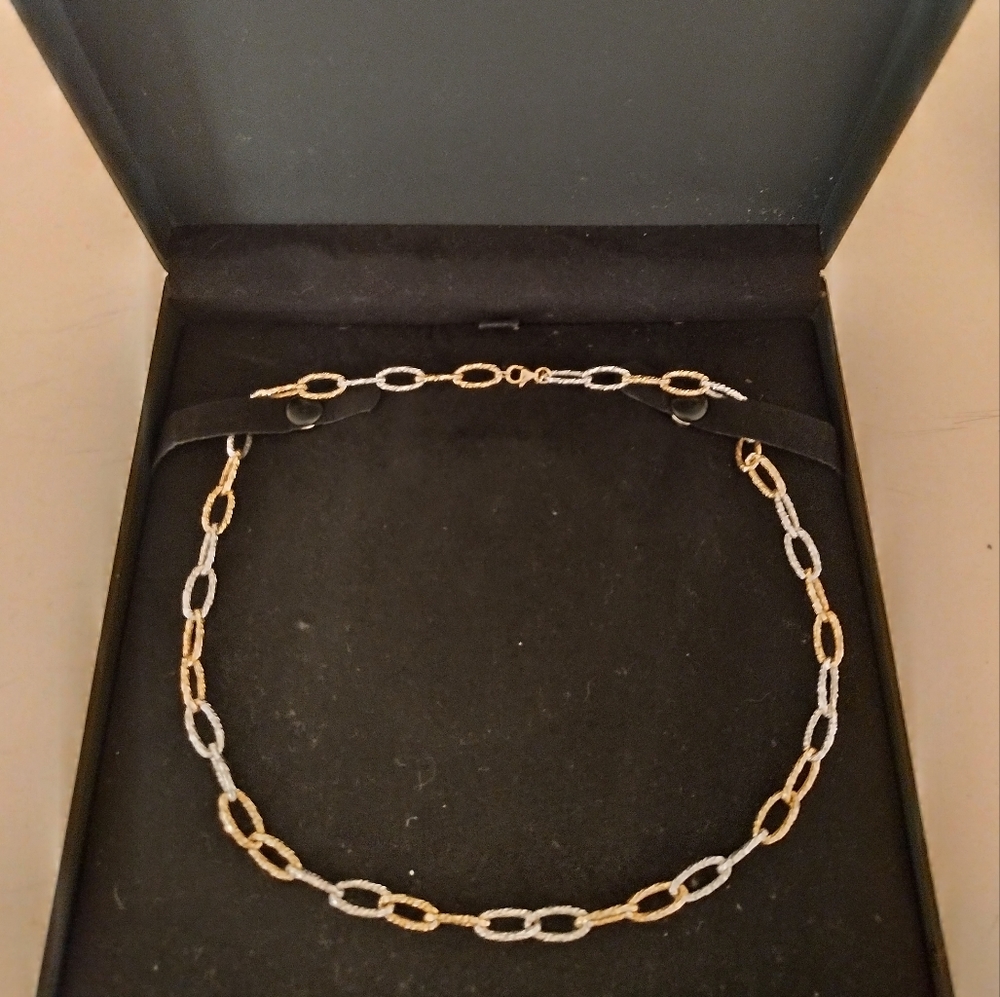Paper Clip Gold & Whit Gold Necklace (Zales)